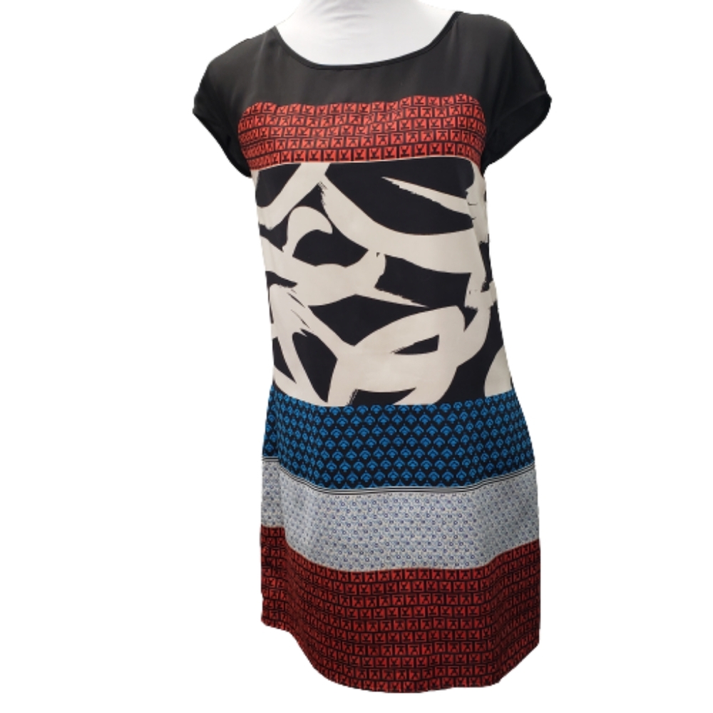Express Short Sleeve XS Coloful Print Sheath Dress